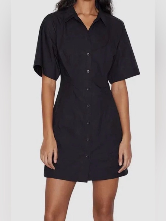 Frame Denim Dresses & Skirts - FRAME Seam Detail 100% Organic Cotton Shirtdress, Black, Size XS